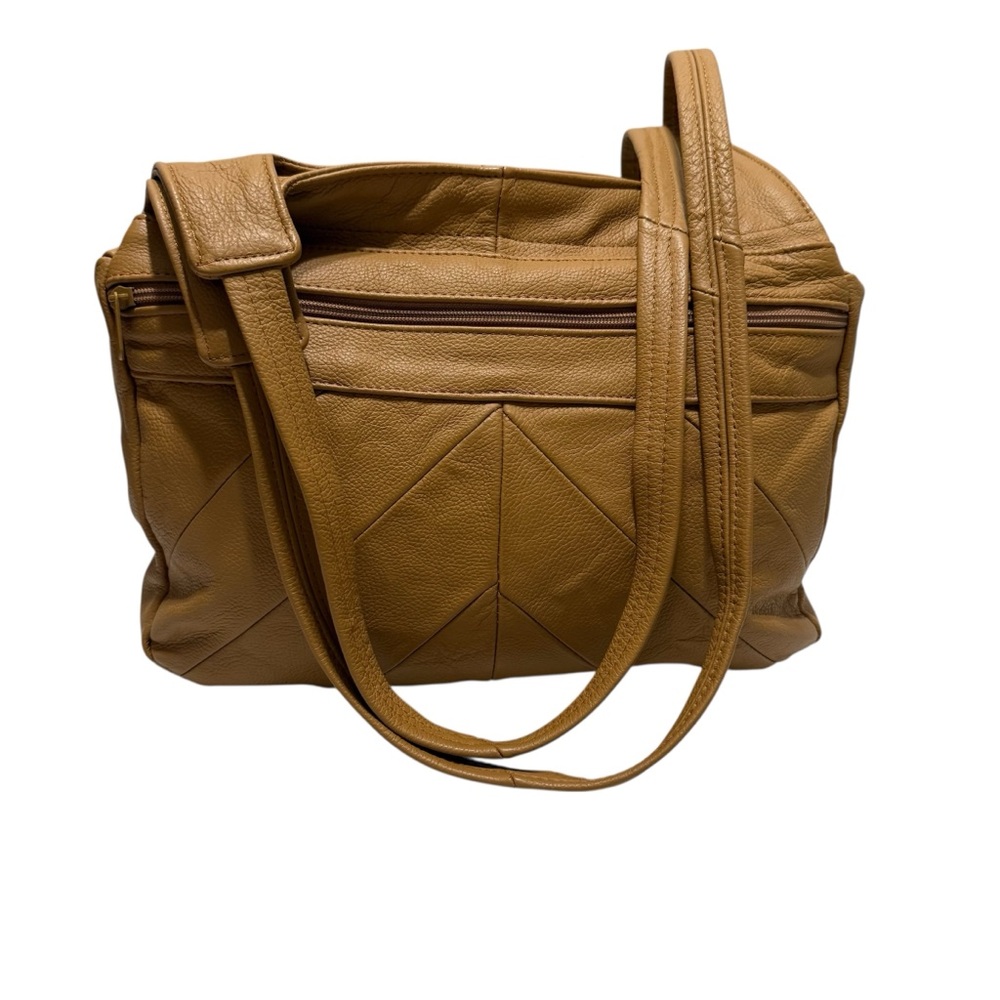 Brown leather shoulder bag made in Mexico